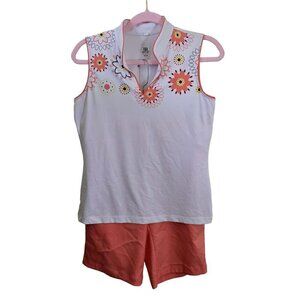 Tail White Label Golf Sleeveless Floral Top Matching Shorts Size S/6
